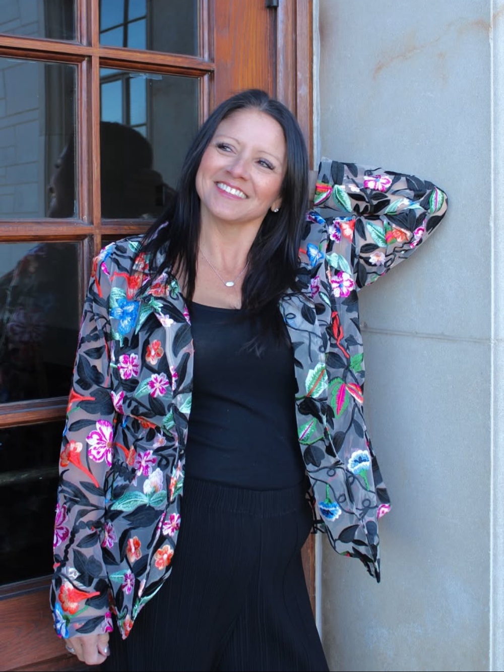 Embroidered Floral Jacket - Black Multicolor